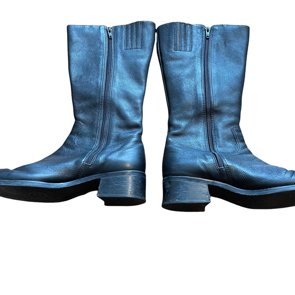 J BRAND Mid Calf Pebbled Leather Upper Casual Low Heel Zip Boots - Picture 4 of 7